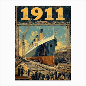 Aihrgdesign A Vintage Engineering Poster Showing The Titanic 8 Canvas Print