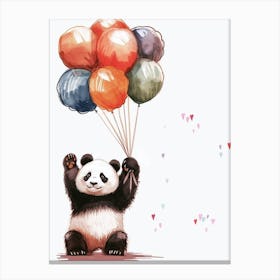Giant Panda Holding Balloons Storybook Illustration 3 Canvas Print