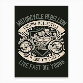 Skull Rebel Motorcycle 1 Canvas Print