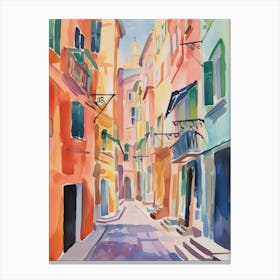 Genoa, Italy Watercolour Streets 1 Canvas Print