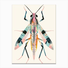 Colourful Insect Illustration Cricket 16 Canvas Print