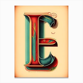 E, Letter, Alphabet Vintage Sketch 2 Canvas Print