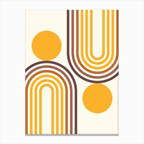 Mid Century Modern Geometric in retro gold brown terracotta (Rainbow and Sun Abstract Design) 8 Canvas Print