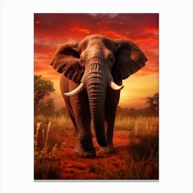 African Elephant Sunset Portrait 1 Canvas Print