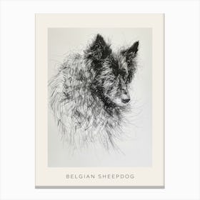 Belgian Sheepdog Line Sketch 3 Poster Canvas Print