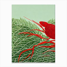 Red Jamaican Crab Linocut Canvas Print