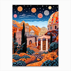 Rome, Illustration In The Style Of Pop Art 4 Canvas Print