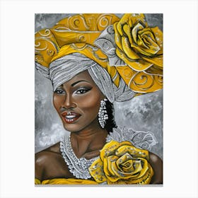 African Woman In Yellow Canvas Print