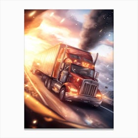 Semi Truck Driving Canvas Print