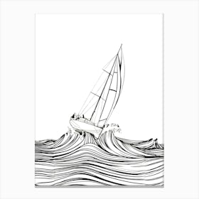 Sailing Boat In The Waves Canvas Print