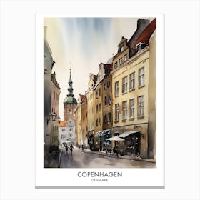 Copenhagen 2 Watercolour Travel Poster Canvas Print