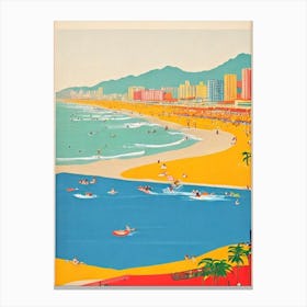 Haeundae Beach Busan South Korea Midcentury Canvas Print