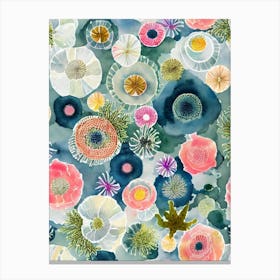 Sea Anemone Vintage Graphic Watercolour Canvas Print