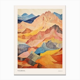 Toubkal Morocco 2 Colourful Mountain Illustration Poster Canvas Print