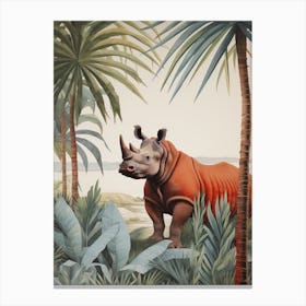 Rhinoceros 2 Tropical Animal Portrait Canvas Print