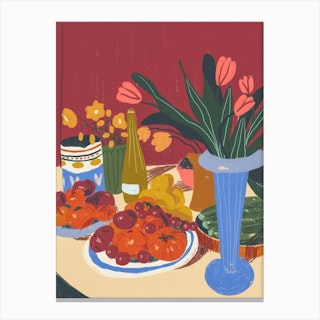 Red Wine Still Life Canvas Print