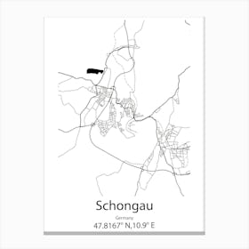 Schongau,Germany Minimalist Map Leinwandbilder