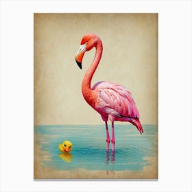 Flamingo And Duck Canvas Print