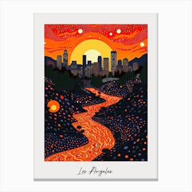 Poster Of Los Angeles, Illustration In The Style Of Pop Art 4 Canvas Print