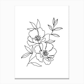 Flower Drawing Monoline Asthetic Mnimalist Drawing Canvas Print