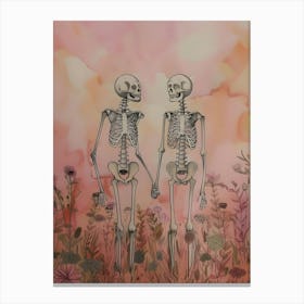 Skeletons Holding Hands Canvas Print