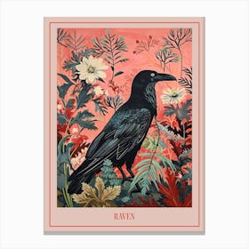 Floral Animal Painting Raven 2 Poster Canvas Print