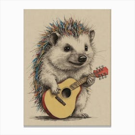 Hedgehog Playing Guitar 13 Canvas Print