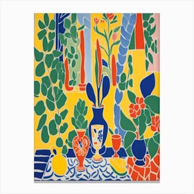 Table With Flowers Matisse Style Canvas Print