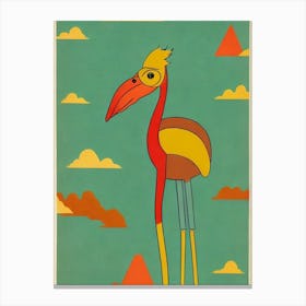 Ostrich Midcentury Illustration Bird Canvas Print