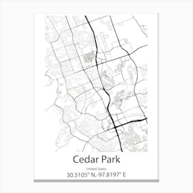 Cedar Park,United States Minimalist Map Canvas Print