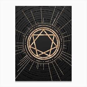 Geometric Glyph Symbol in Gold with Radial Array Lines on Dark Gray n.0038 Canvas Print