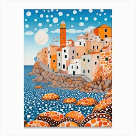 Polignano A Mare, Italy, Illustration In The Style Of Pop Art 2 Canvas Print