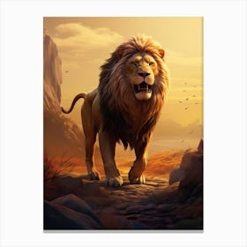 Lion Art Painting Digital Style 3 Canvas Print