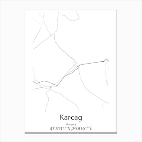 Karcag,Hungary Minimalist Map Canvas Print