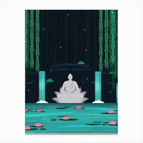 Buddha In A Lily Pond Canvas Print