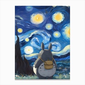 Starry Night Totoro, Vincent Van Gogh Canvas Print