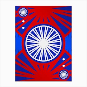 Geometric Abstract Glyph in White on Red and Blue Array n.0085 Canvas Print