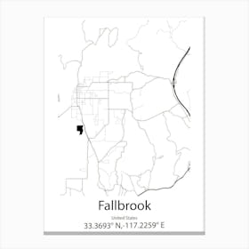 Fallbrook,United States Minimalist Map 1 Canvas Print