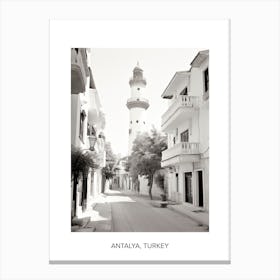 Poster Of Antalya, Turkey, Photography In Black And White 2 Canvas Print