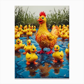 Ducks In Water Canvas Print