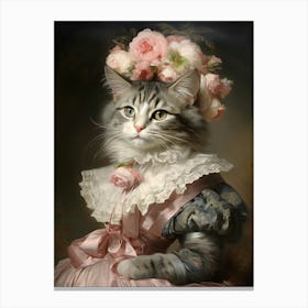Royal Cat Portrait Rococo Style 4 Canvas Print