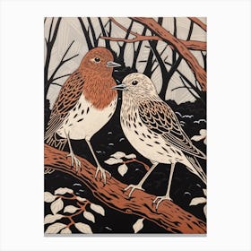 Art Nouveau Birds Poster Dunlin 4 Canvas Print