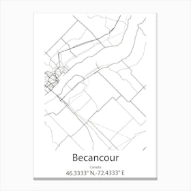 Becancour,Canada Minimalist Map Stampe su tela