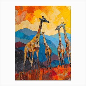 Abstract Geometric Giraffe Herd 2 Canvas Print