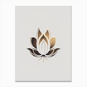 Lotus Flower, Buddhist Symbol Retro Minimal 2 Canvas Print
