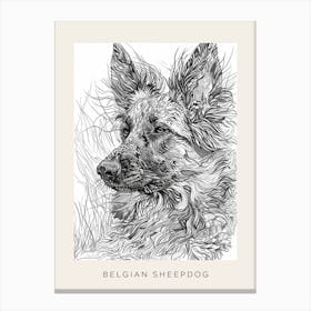 Belgian Sheepdog Line Sketch 1 Poster Canvas Print