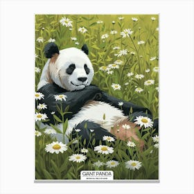 Giant Panda Resting In A Field Of Daisies Poster 6 Canvas Print