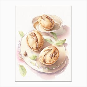 Pecan Tassies Dessert Gouache 1 Flower Canvas Print