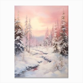 Dreamy Winter Painting Lapland Finland 6 Canvas Print