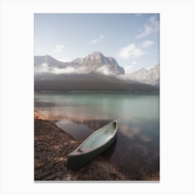 Canoe On Lake Canvas Print